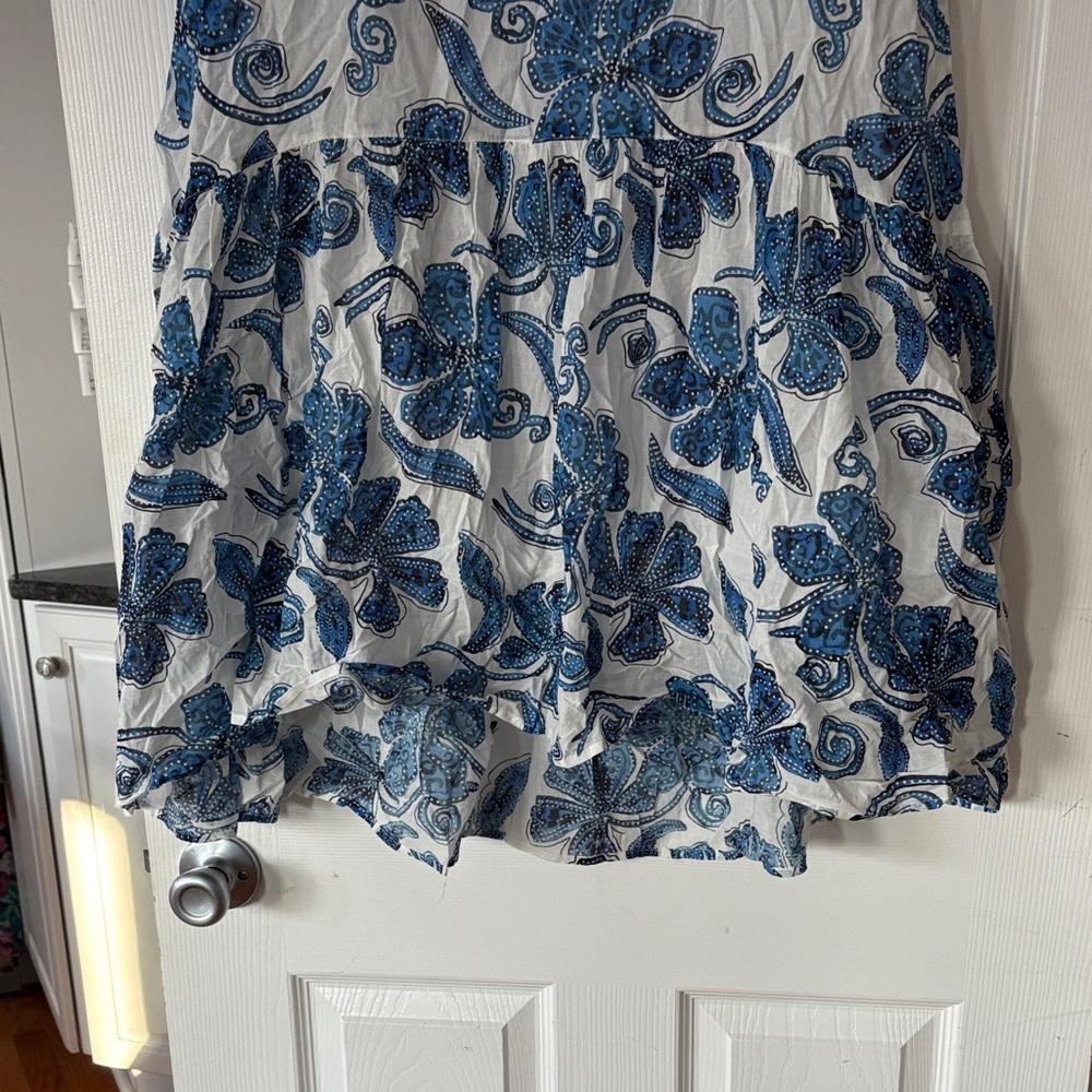 Johnny Was Workshop White/Blue Azura Floral Tiered Midi Skirt New Size Medium - Picture 3 of 8
